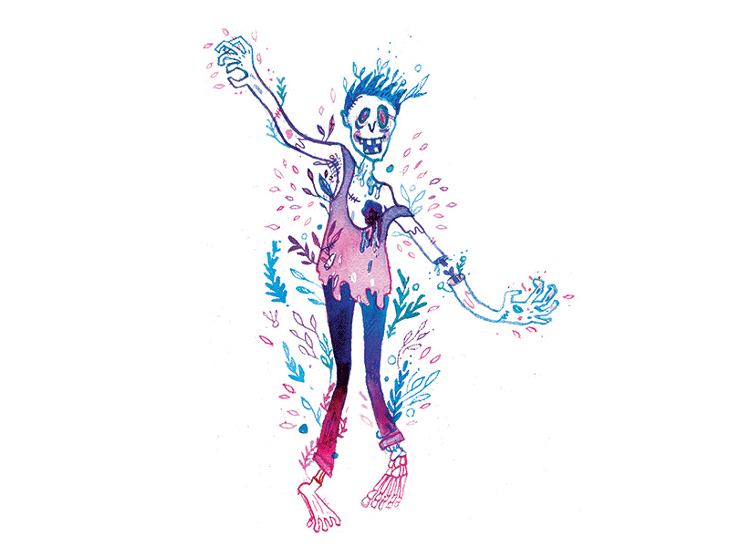 Dancing Zombies funky gif horror hungry watercolour zombie
