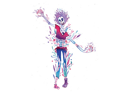 Hungry Zombie character design illustration watercolour