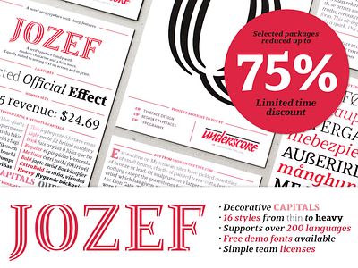 Jozef flash sale capitals font headline specimen type design typeface