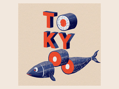 Tokyo Maki fish handlettering illustration lettering sushi tokyo