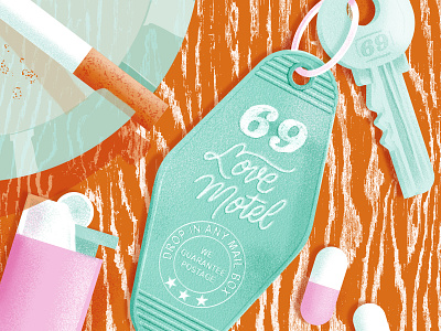 Love Motel 69 handlettering illustration key keychain kinky lettering love motel