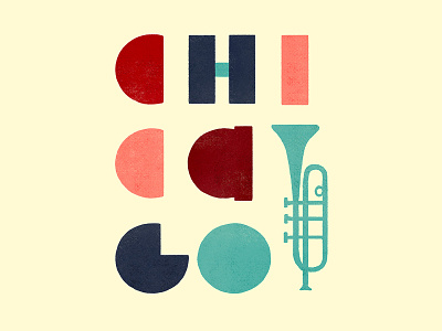 Chicago handlettering illustration jazz lettering photoshop texture trumpet windy city