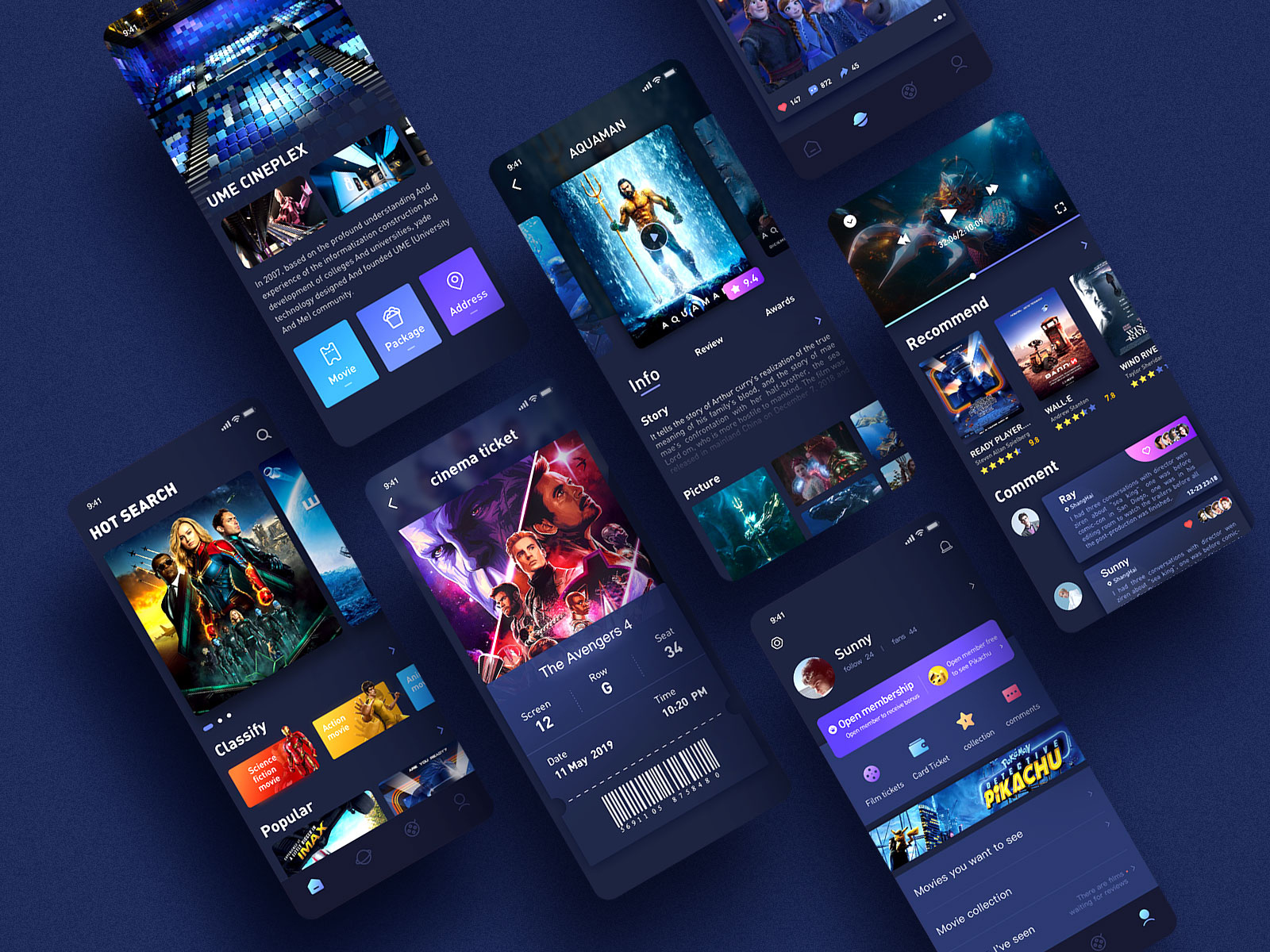 A collection of movie pages by Fei for VisualMaka on Dribbble