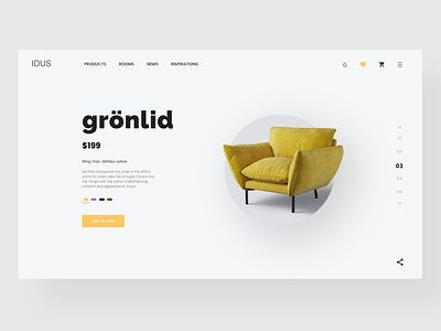 Furniture shop concept beauty bold chair clean decor design ecommerce flat furniture store interior minimalistic product design product page retail shop sofa ui website design whitespace yellow