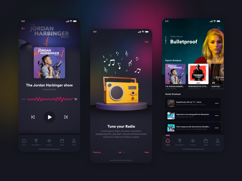 Podcast App free UI kit by Dilan Gunasekara for Modifica Labs on Dribbble