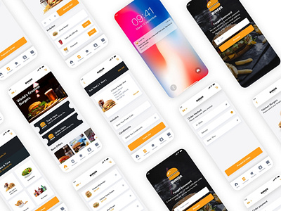 Burger City - Free Adobe XD UI kit adobe adobe xd animation app branding burger consept design icon illustration logo mobileapp ui uiux ux vector