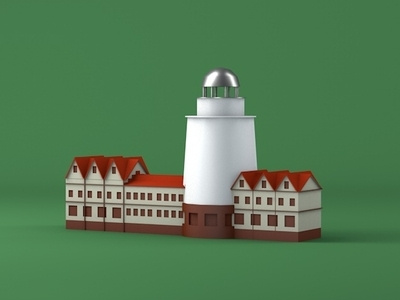 Lowpoly old lighthouse. Kaliningrad, Russia 3d cinema 4d low poly render