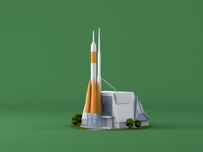 Lowpoly. Rocket. Samara 3d cinema 4d illustration low poly render