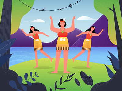 Dancing Native Americans animation art charachters character character design dance design designer explainer explainervideo flat flowers illustration lake mountains native american nature party plants vector