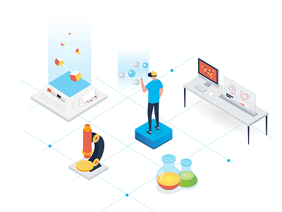 Virtual reality 2d character animation charachters character character design design explainer explainervideo flat illustration isometric design isometric illustration isometry laboratory motion science vector virtual virtual reality vr