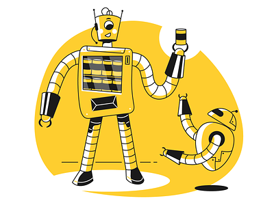 Order complete! character character design design designs flat illustration order product robots ui vector website