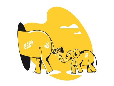 Follow me! animals character design child design elephant help illustration product ui webdesign