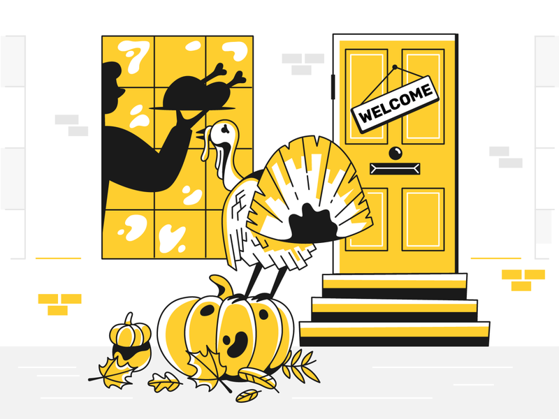 Welcome! character design design illustration pinky product thanksgiving turkey ui webdesign welcome