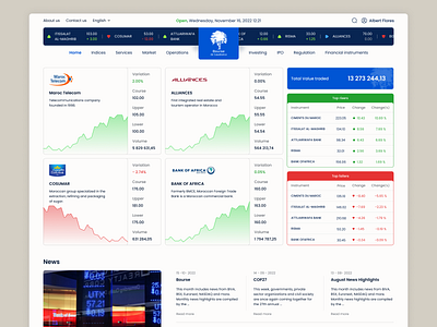 UI/UX Redesign - Bourse de Casablanca bourse interface landing page stock stockexchange trading ui ux web