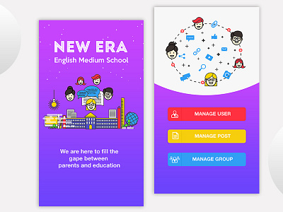 New Era School Communication App adobe illustrator adobe photoshop ui design