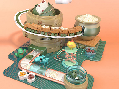 Dragon Boat Festival c4d cartoon cinema4d