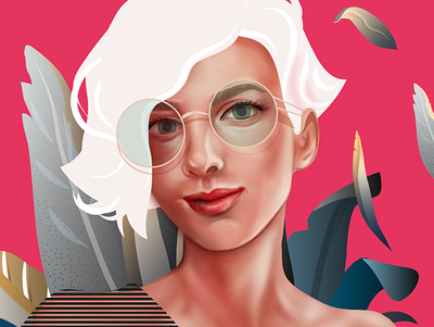 Self Portrait Simple Version adobe adobe illustrator character design energy girl hireme hiring illustration illustration art illustrator pattern realistic realistic portrait texture vector woman