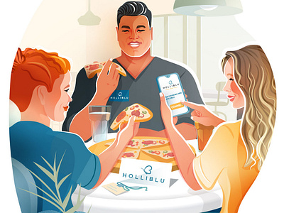 Holliblu App Illustrations 03. app app design character design hire illustration illustrations illustrator nurses pizza texture ui ux vector woman