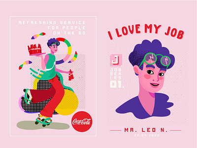 MR LEO N. branding character coca cola coke concept design design energy illustration art illustrator logo purple logo restaurant typography ui ux vector