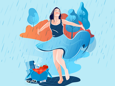 Bepanthol Rainy Days branding character colorful girl illustration rain skincare