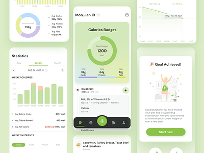💪🏻 EZ - Calorie Counter App Design app calories counter design illustration ui ux