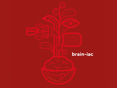 Brain-iac brain brainiac branding design illustration lida red