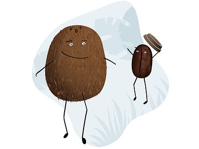 Nut & Bean character design coconut coffee concept friends illustration texture