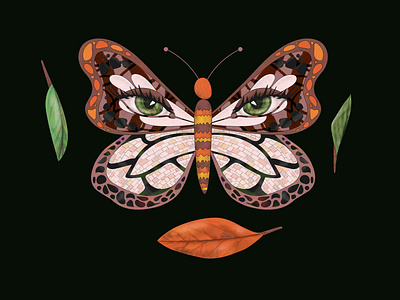 The Painted Lady black butterfly design drawing eyes illustraion illustration of the day leaf leaves nature painted lady painting