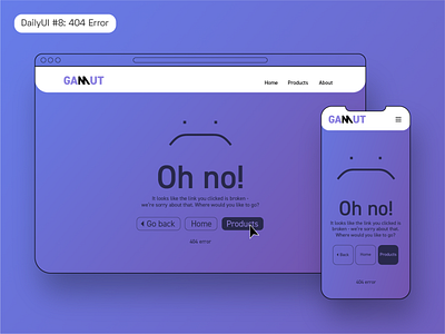 404 Error screen 404 404 error 404 error page 404page dailyui dailyuichallenge minimal minimalist mobile ui simplicity simplistic user experience user inteface webdesign website website concept