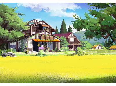 Farm House art book illustrations concept art house illustration landscape tree village