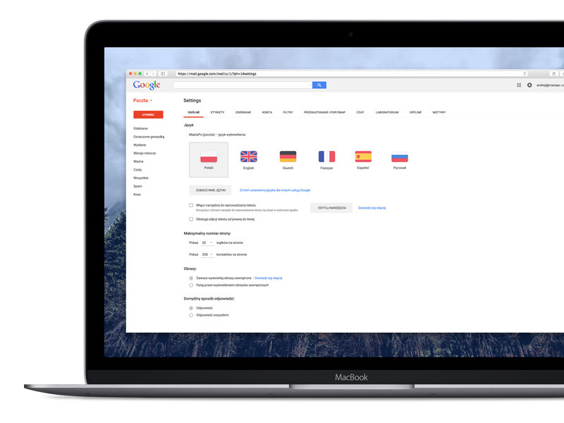 Gmail settings refresh by Andrew Gaewski on Dribbble
