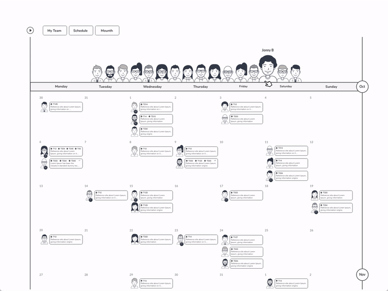 Case: quick filter for schedule by team member calendar crm dashboard desktop app interaction design management app managment tool motion project managment schedule team ui ux design web design wireframes