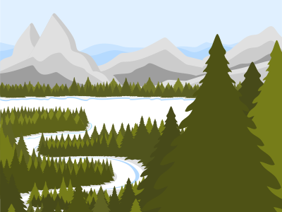 Mountain lake flat forest illustraton lake mountain vector wild