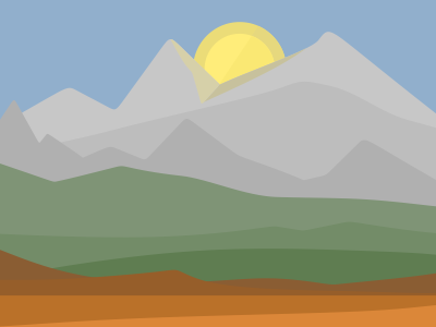 High Mountains cartoon evening flat fog mountains sun wild