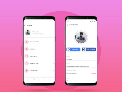 Profile Design app design ui ux