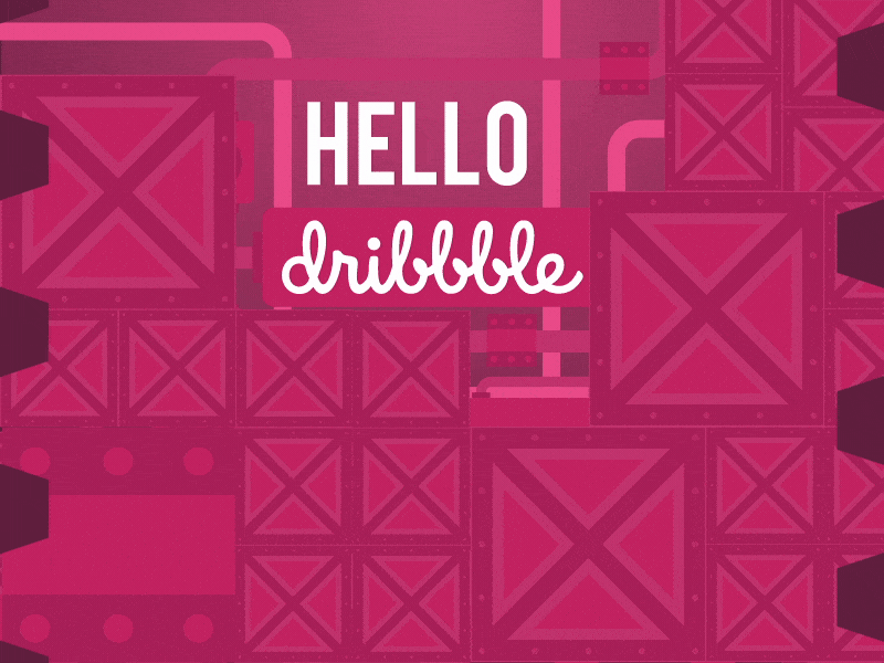 The Dribbble Factory construction conveier belt debut eyes factory gears illustration looking