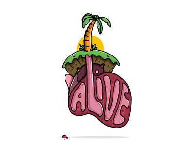 Alive alive flat heart illustration island vector