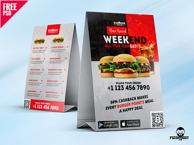 Restaurant Table Tent Menu PSD Template cafe menu fast food food menu free psd freebie menu template price menu psd psd template restaurant menu table tent tent card