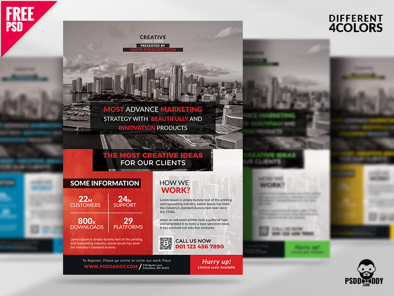 Multipurpose Corporate Flyer Free PSD Set psd template psd flyer psd free template free psd free flyer freebie flyer bundle creative agency corporate flyer