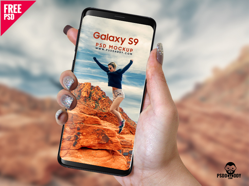 Samsung Galaxy S9 in Hand PSD Mockup samsung galaxy s9 galaxy s9 mockup phone mockup s9 mockup s9 samsung phone new s9 mockup galaxy s9 in hand galaxy s9 in hand freebie