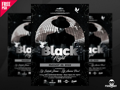 Black Night Club Flyer PSD disco flyer disco party dj business flyer flyer design free psd graphic night night club flyer party psd psd free