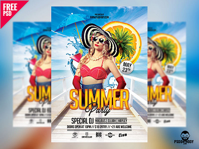 Summer Party Flyer Free PSD beach beach flyer flyer graphicriver ocean poster psd sea summer summer flyer sunshine template