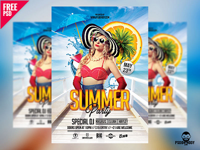 Summer Party Flyer Free PSD