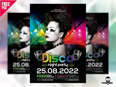 Disco Night Party Flyer Free PSD disco flyer disco party dj business flyer flyer design free psd graphic night party promotion psd psd free