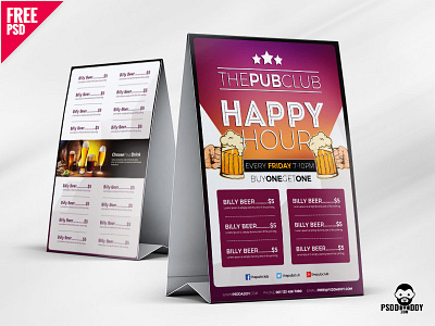 Beer Cafe Tent Card Free PSD