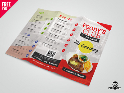 Restaurant Tri-Fold Brochure Menu PSD