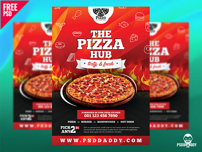 Pizza Hub Free Flyer Template creative download food flyer freebie junk food pizza flyer pizzeria restaurant restaurant flyer special pizza