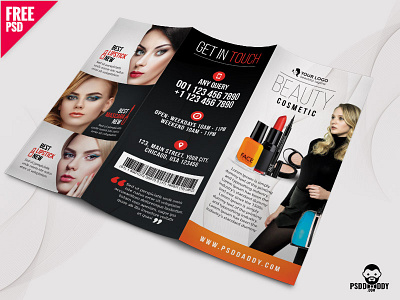 Beauty Salon TriFold Brochure PSD beauty brochure cosmetic leaflet modern professional salon spa tri fold violet