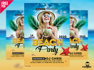 Beach Party Flyer Free PSD beach party dance flyer flyer free psd party party flyer psd summer summer party template