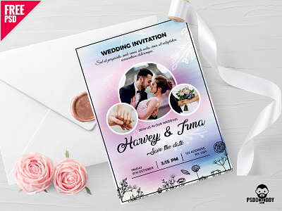 Wedding Invitation Card Free PSD card design card psd design free psd freebie invitation card psd psd design wedding wedding card